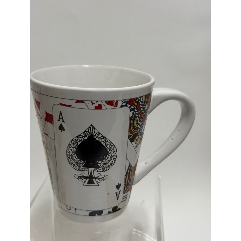 Playing Cards Coffee Mug Ace of Spades King of Hearts Ceramic Poker Casino 4.5in
